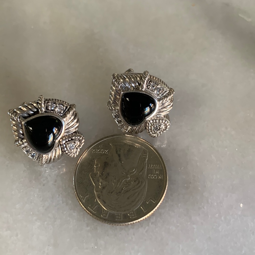 Judith ripka SS and Onyx earrings